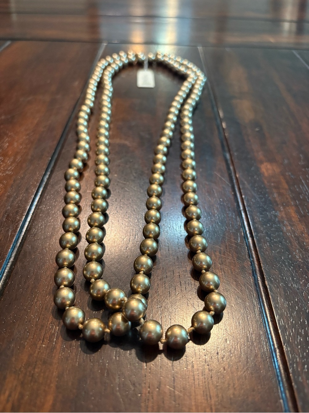 Vintage Monet Long Faux Pearl Strand Statement Necklace, Champagne Color, NWT